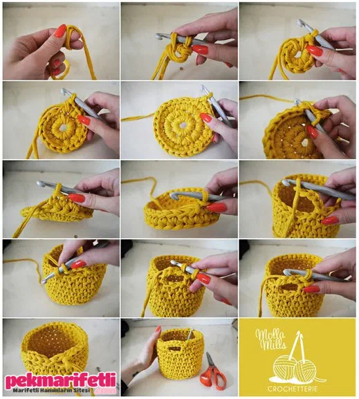 Örgü sepet nasıl yapılır?