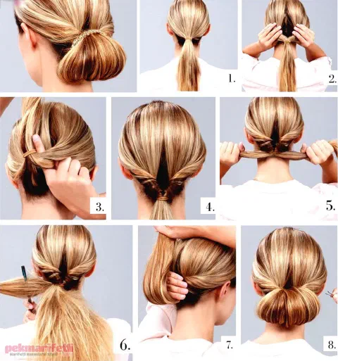 5 dakikada kolay topuz yapımı