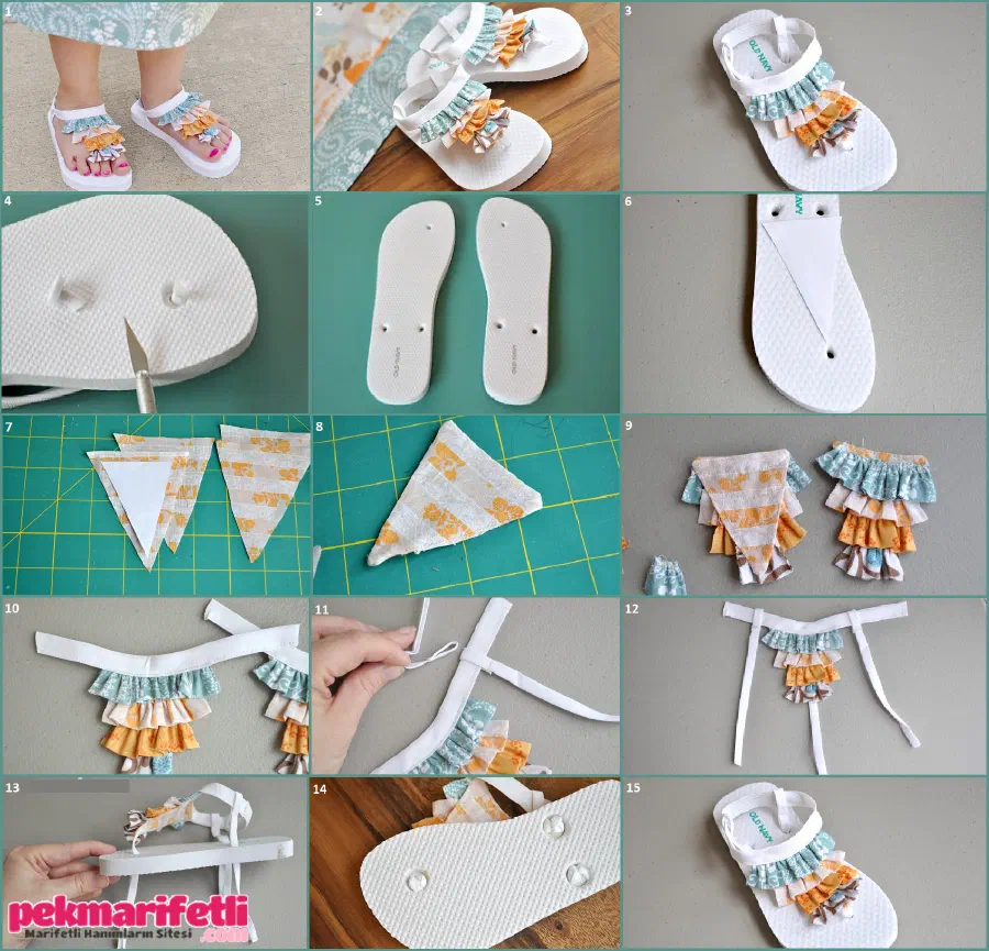 Fırfırlı parmakarası terlik yapımı
