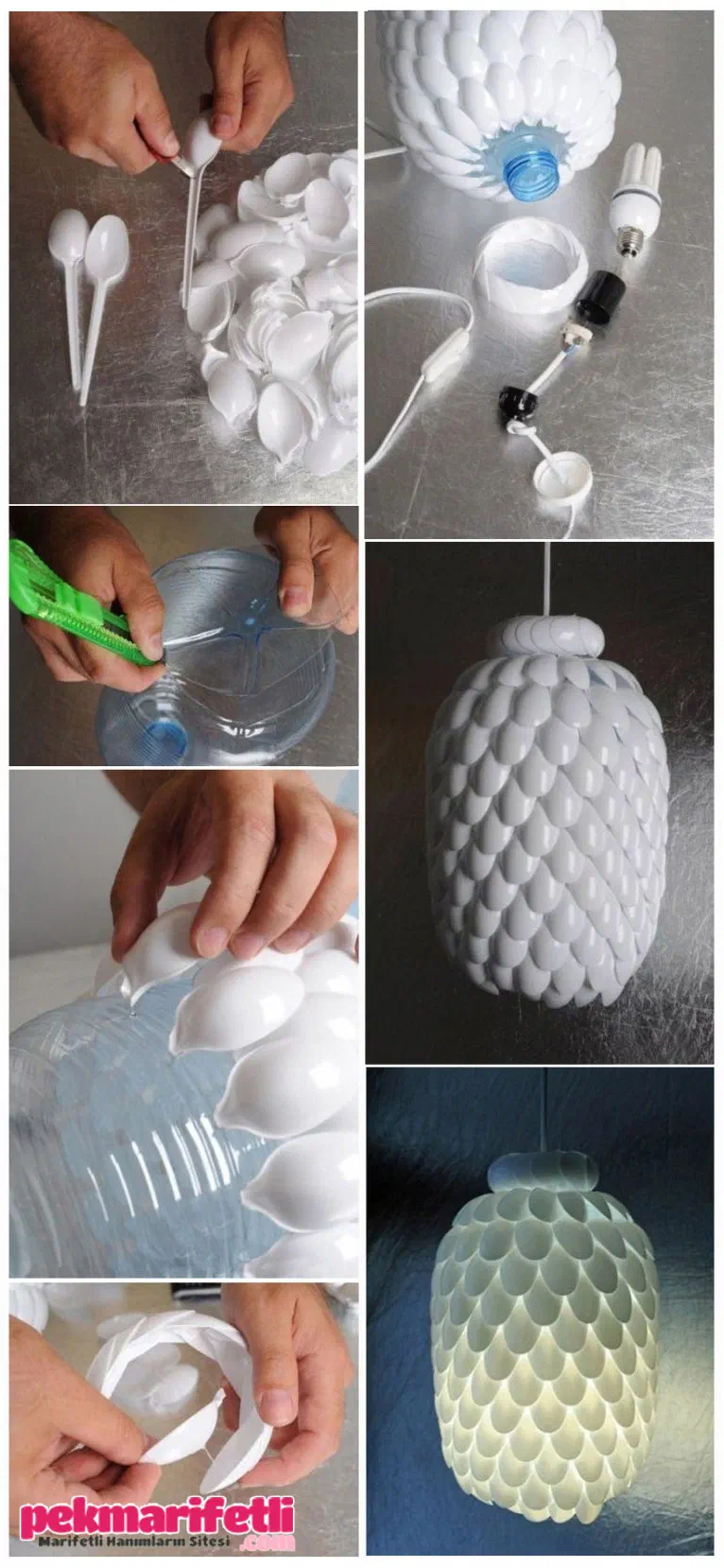 Plastik kaşıktan avize yapımı