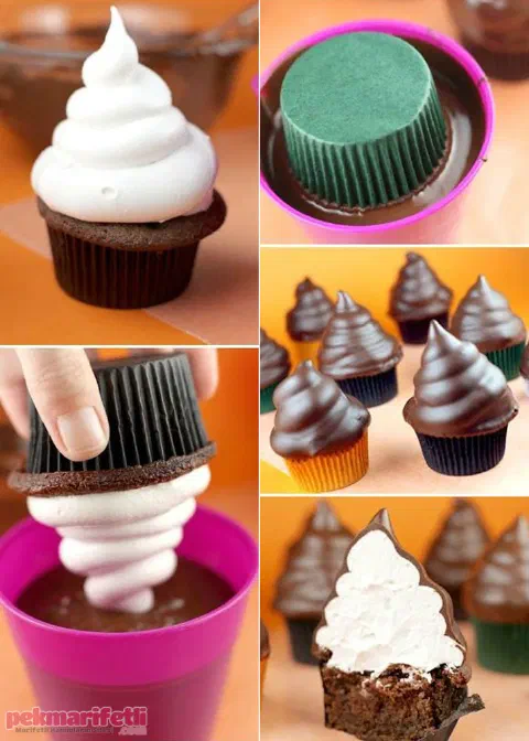 Çikolata kaplı cupcake yapımı