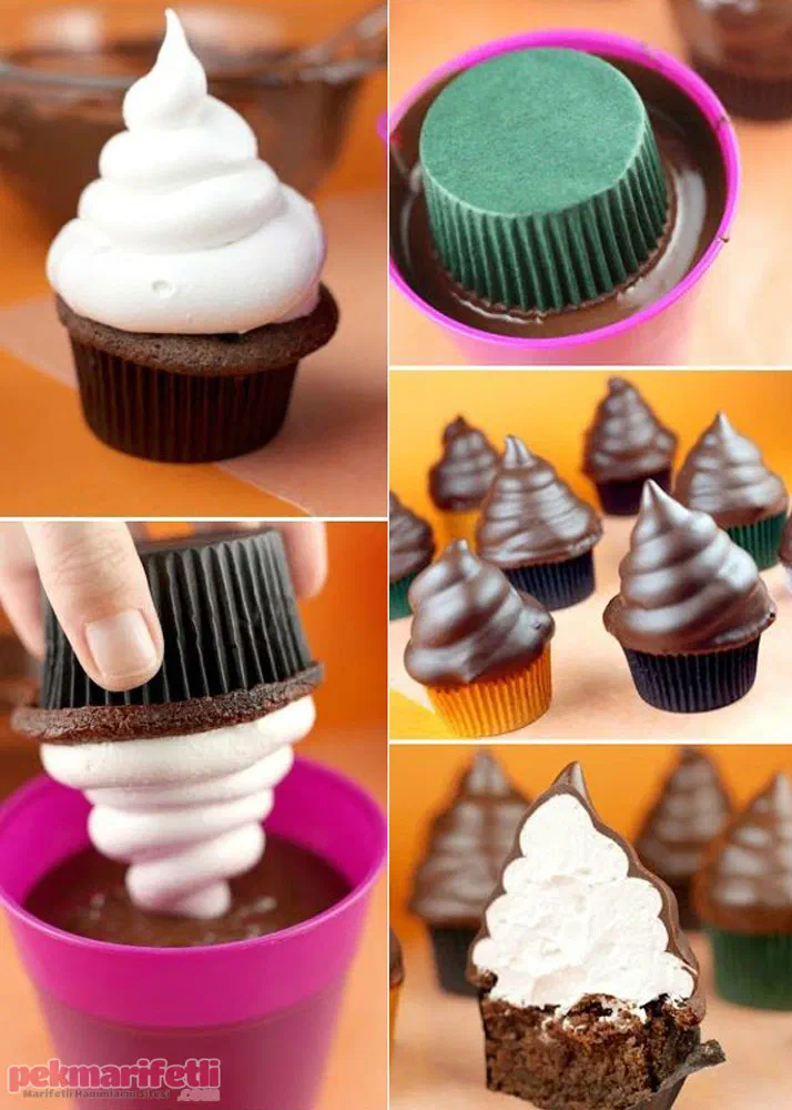 Çikolata kaplı cupcake yapımı