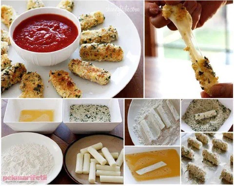 Dışı çıtır soslu peynir yapımı