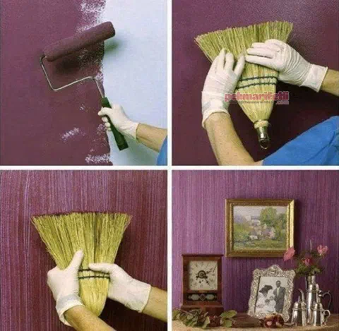 Evinizin duvarına süpürge ile farklılık katın