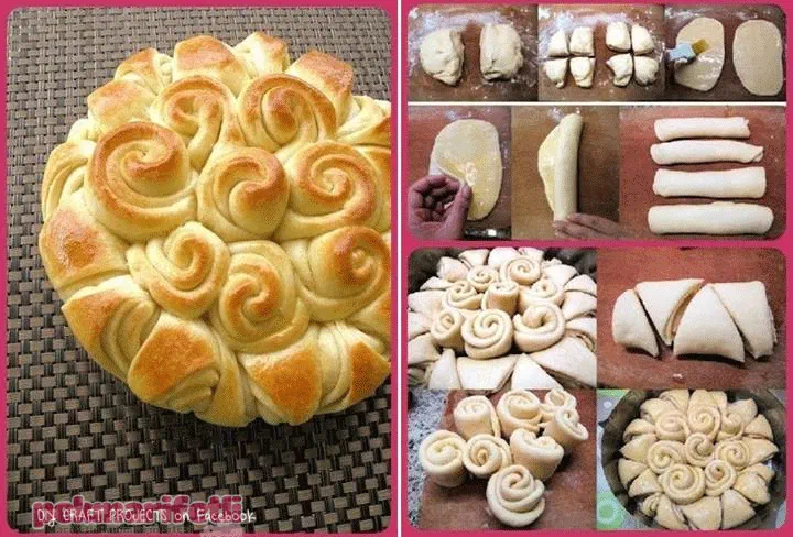 Gül buketi ekmek yapımı