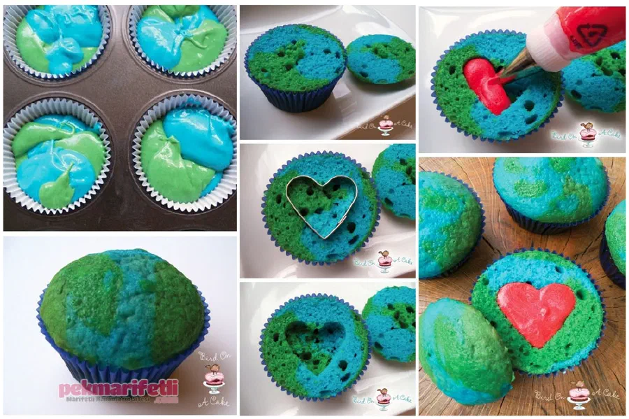 Kalp dolgulu cupcake yapımı