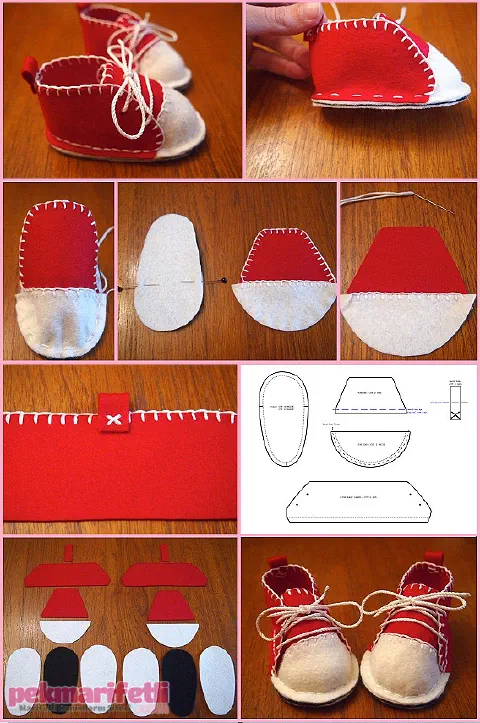 Keçeden converse bebek patiği yapımı