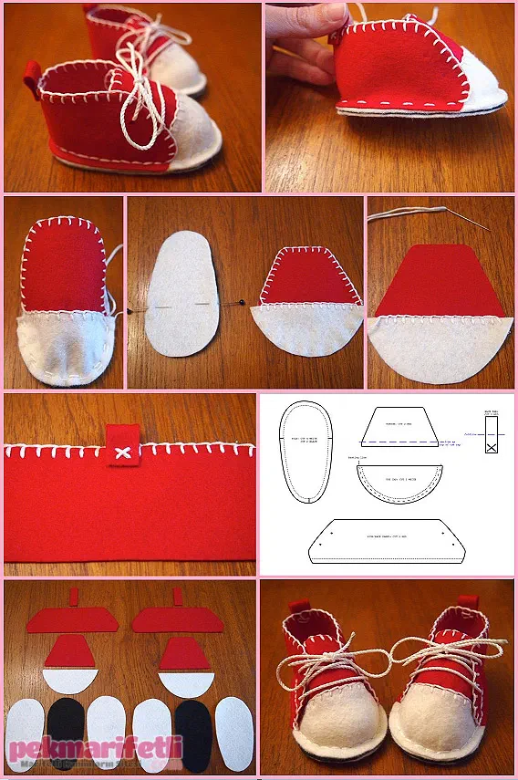 Keçeden converse bebek patiği yapımı
