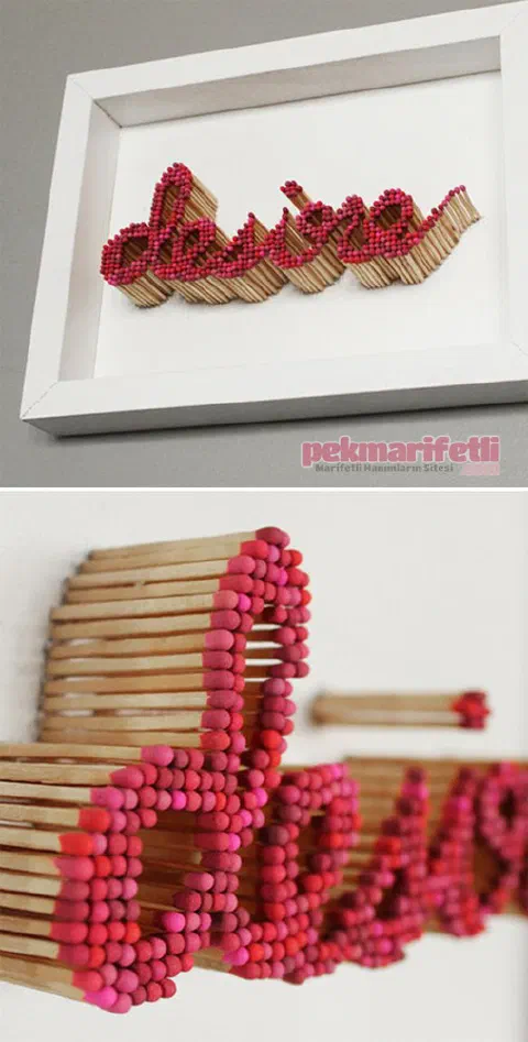 Kibritlerden dekoratif duvar süsü yapımı
