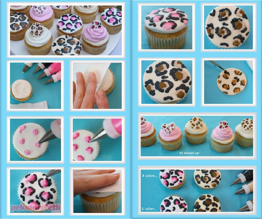 Leopar desenli cupcake yapımı