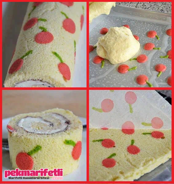 Muzlu, kirazlı rulo pasta