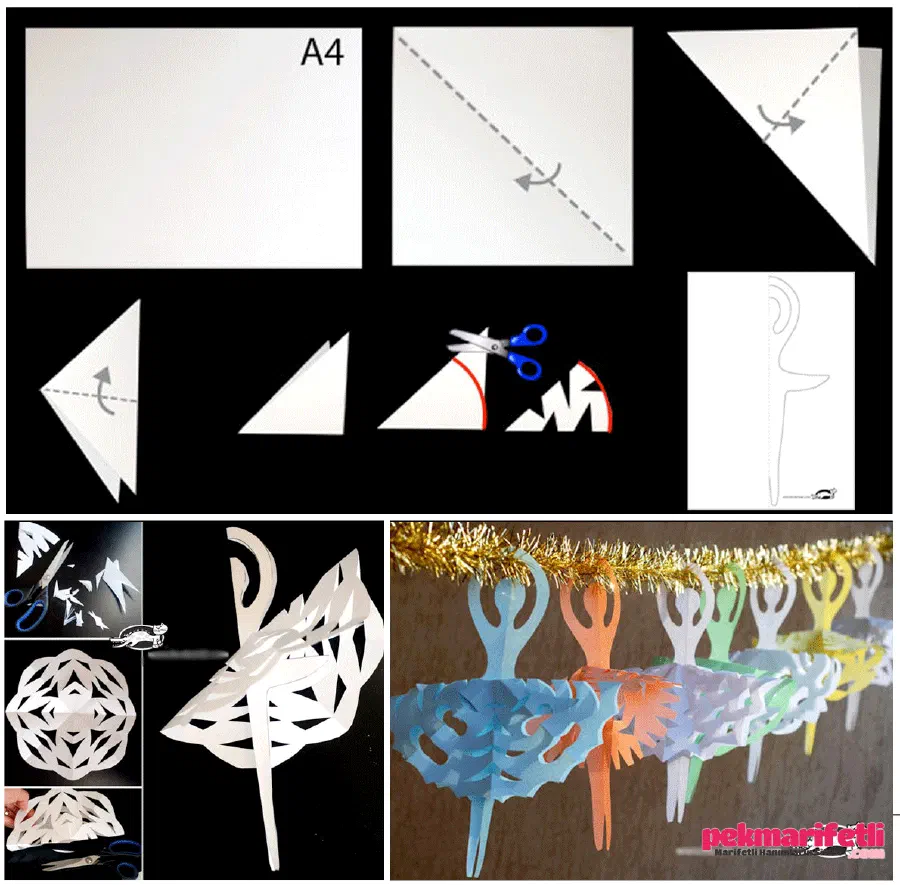 Origami tekniğiyle balerin kız yapımı