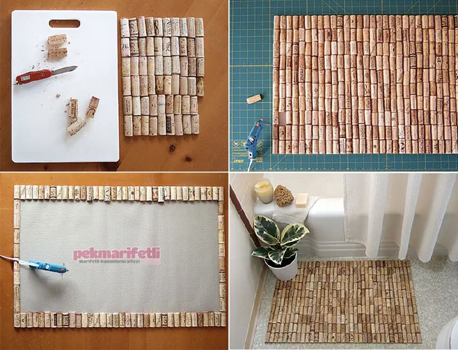 Şişe mantarlarıyla banyo paspası nasıl yapılır?