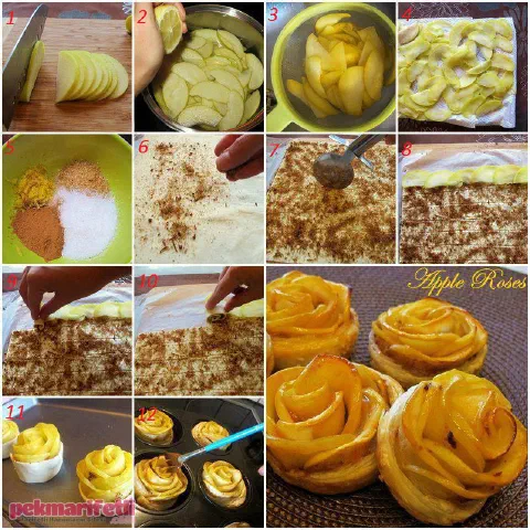 Yufkalı, elmalı gül tatlısı tarifi
